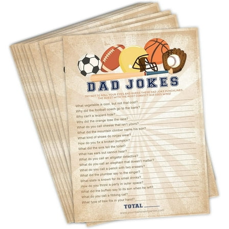 50 Pack Sports Baby Shower Games, Fun Dad Joke Game, Great for Baby Shower, Baby Sprinkle, or any Party!