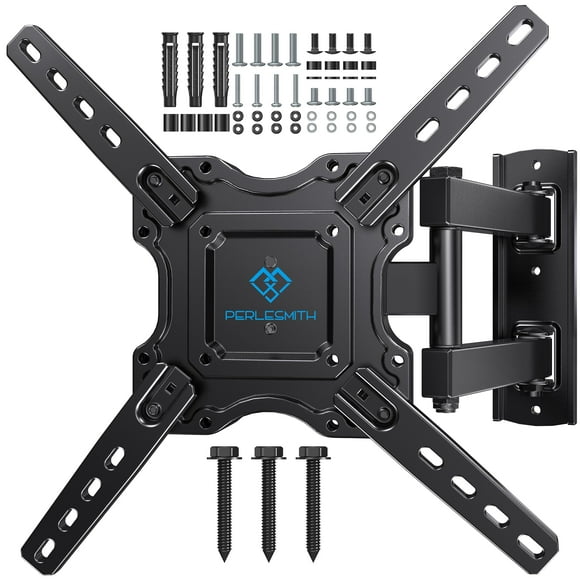 PERLESMITH Soporte de pared para TV de movimiento completo con certificación UL para la mayoría de televisores OLED 4K curvados planos de 26 a 60 pulgadas de hasta 77 libras, soporte de pared para TV
