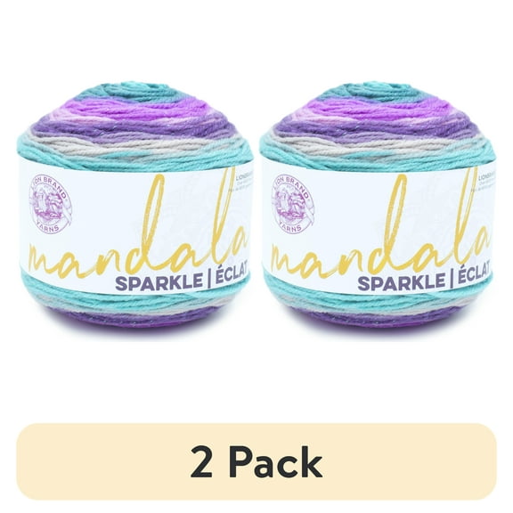 (2 pack) Lion Brand Yarn Mandala Sparkle Aquila Light Acrylic Self-Striping Multi-color Yarn
