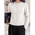 thumbnail image 3 of PRETTYGARDEN Cardigan Sweaters for Women Scalloped Button Up Fall Outfits Soft Knit Long Sleeve Knit Tops,Crew Neck,Business Casual Outfits,Office Work Lightweight Sweater,Layers Clothes, 3 of 9