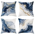 thumbnail image 2 of Lujosas fundas de almohada SHAOSZC de mármol azul marino y dorado - Diseño abstracto con estilo, decoración neutra y elegante, mezcla de poliéster de larga duración - 45 x 45 cm, 2 of 7