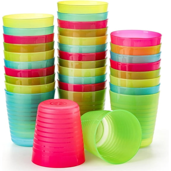 Kids Cup,8 oz Kids Drinking Cups,Set of 24 Kids Plastic Cups,Unbreakable Water Cups Reusable,Dishwasher Safe - BPA-Free Cups,Toothbrush Cup for Children & Toddler,4 Colors