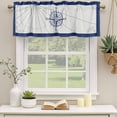thumbnail image 3 of Blue Compass Nautical Valances for Windows, Coastal Abstract Art Retro Light Filtering Kitchen Curtains, Rod Pocket Window Valance Curtains for Living Room Bedroom, 42" W x 18" L, 2 Panels, 3 of 9