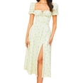 thumbnail image 1 of Vestido Largo Vestidos de playa para mujer Elegante Floral Cuello cuadrado Split Boho Vestido (Beige M) Ygjytge para Mujer Beige T M, 1 of 7