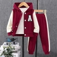 thumbnail image 2 of Haitryli Toddler Kids Contrast Color Athletic Tracksuit Long Sleeve Button-down Hoodie Sweatshirts with Sweatpants Sets Red 6-7, 2 of 7