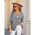 thumbnail image 2 of Osfvolr Long Sleeve Crewneck Button Down Womens Sweaters Fall Open Front Cardigan Sweaters for Women 2025 Grey L, 2 of 8