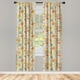 thumbnail image 4 of Ambesonne Floral Window Curtains, Flowers Dots Drops Petals, Each 28" W x 84" L, Pale Green and Burnt Sienna, 4 of 4