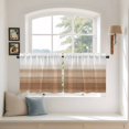 thumbnail image 3 of Brown White Ombre Tier Curtains, Vintage Farmhouse Abstract Striped Light Filtering Kitchen Curtains, 2Pcs Rod Pocket Half Window Treatments Panels for Sink Cafe Cabinet Camper 27.5x24 Inches, 3 of 9
