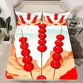 thumbnail image 2 of Homewish Red Candied Haws Twin Sheet Sets 3pcs for Female Men Adults,Oriental Food Twin Fitted Sheet Microfiber,Chinese Style Breathable Flat Sheet,Ultra Soft Home Decor, 2 of 7