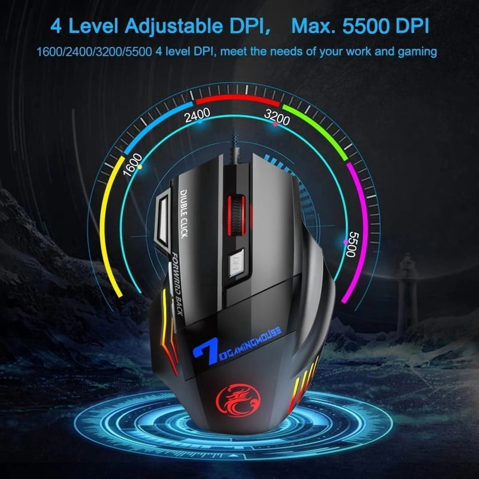 Wired Gaming Mouse Gamer Mouse Silent Computer Mouse Backlit Ergonomic Mause 7 Button RGB Backlight USB Mice Mute For PC Desktop