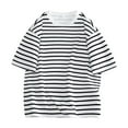 thumbnail image 1 of Chandail à Col Rond pour Hommes à Rayures à Manches Courtes Haut Chemise à Manches Courtes Col Rond Haut/chemise, 1 of 3