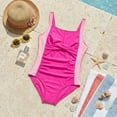 thumbnail image 5 of Girls One-Piece Crisscross Back Swimwear Sleeveless Swimsuit Ruched Color Block Bathing Suit for Girls Ages 10 Years, 5 of 9