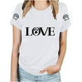 thumbnail image 2 of Soki Women's Short Sleeve Crew Neck Tops Dog Paw Heart Print Short Sleeve Summer Tee, 2 of 4