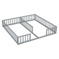 thumbnail image 4 of Double Twin Size Floor Beds with Fence and Guardrails Design, Solid Wood Double Twin Platform Bed for 2, Montessori Floor Beds for Boys Girls Teens, No Box Spring Needed, Easy Assembly, Grey, 4 of 7