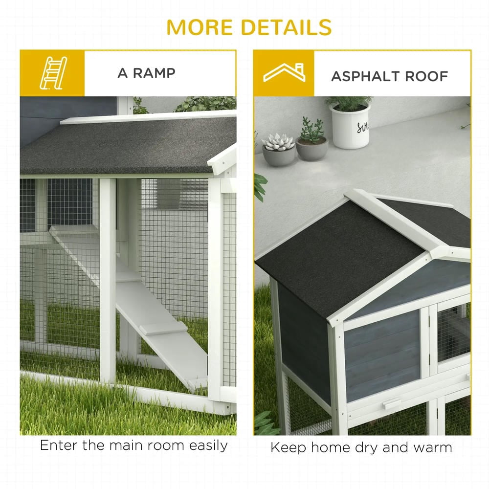 Barara King Large Rabbit Coop, Rabbit Coop, Outdoor Rabbit House,Wooden Rabbit Hutch Elevated Bunny Cage with Enclosed Run with Wheels, Ramp, Removable Tray Ideal, Brown