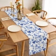 thumbnail image 3 of Valentine's Day Table Runner - 108 Inch Long, Kitchen Dining Table Runner Dresser Scarves, Blue Heart Love Modern Romantic Minimalist Farmhouse Decor for Coffee Tables Wedding Party Banquet, 3 of 8