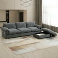 thumbnail image 4 of Harper & Bright Designs L-Shaped Chenille Sectional Sofa with Storage Ottoman & Pockets, USB Charger, 3-Seat Deep Couch Set with Adjustable Phone Holder & Wide Seat for Living Room/Apartment, Gray, 4 of 21