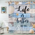 thumbnail image 2 of Beach Shower Curtain, Beach Theme Starfish Seashell Sea Turtle Bathroom Curtains, Rustic Vintage Wood Ocean Quote Words Fabric Shower Curtain Set, Nautical Coastal Restroom Decor Accessories, 60X70in, 2 of 5