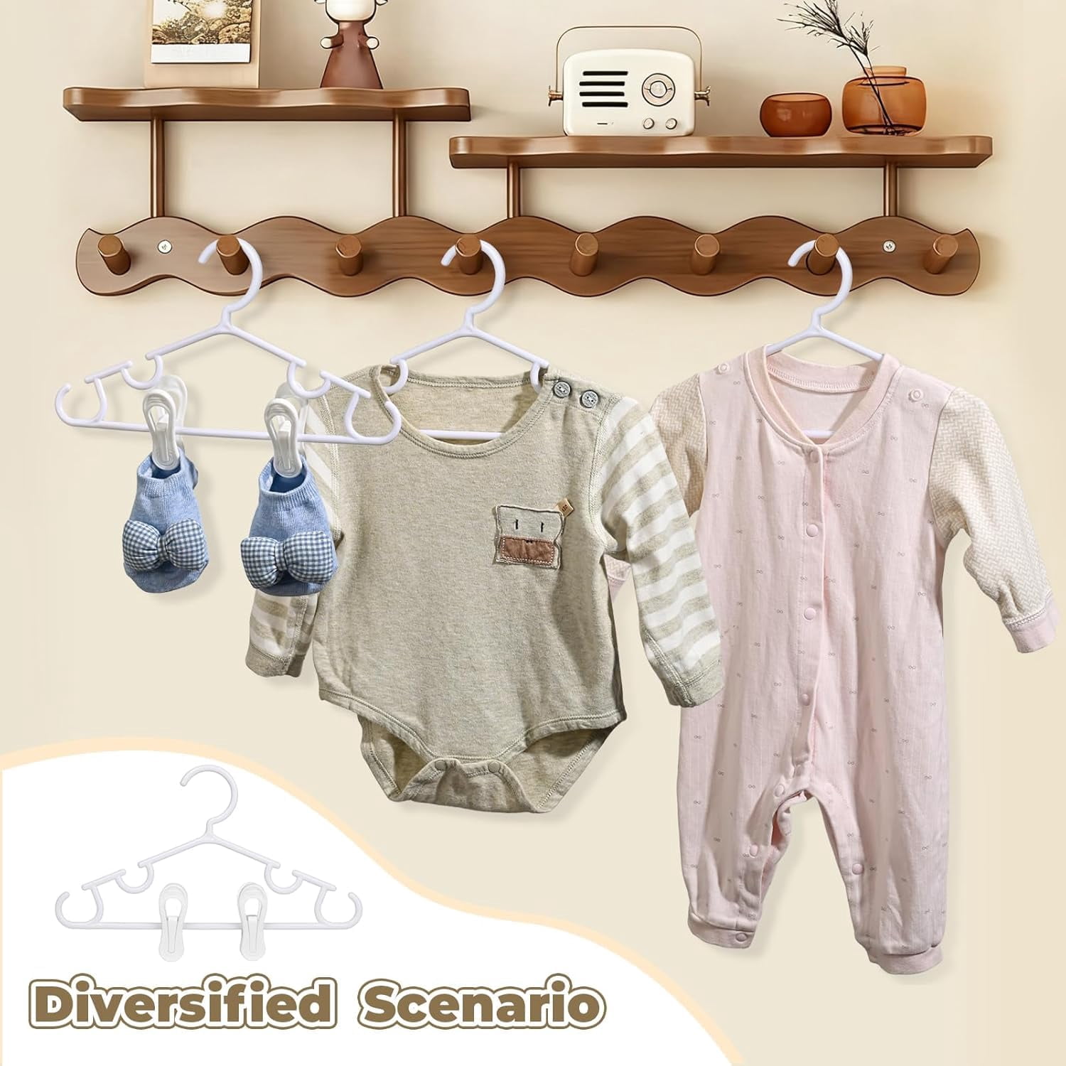Plastic Clothes Hangers With Clips 60 White Pack For Children's Clothing