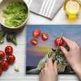 thumbnail image 3 of Safari Cutting Board, Tiger Lying on Wood Blue Sky Colorful Sunset Pose Strpies Claws, Decorative Tempered Glass Cutting and Serving Board, Large Size, Lavender Mustard, by Ambesonne, 3 of 5