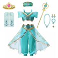thumbnail image 1 of Disney-vestido de princesa Jasmine para niña, conjunto de ropa de Halloween para fiesta de cumpleaños, Carnaval, Cosplay, lámpara ágica de Aladdín, 1 of 3