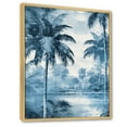thumbnail image 2 of Designart "Shadowy Vintage Blue Palm Trees I" Palms & Palm Trees Floater Framed Canvas Art Print, 2 of 5