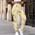 thumbnail image 3 of Xoenoiee Sunflower Daisy Bee Print High Waisted Yoga Leggings, 3 of 6