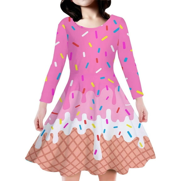 XEGLSBU Girls Dresses Size 14 Cute Floral Long Sleeve Dress for Girls Kids Midi Dress for Ages 6 14 for and Everyday Wear School Dresses for Girls 7-8 Size 6-7 Years