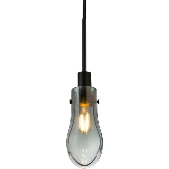 Besa Lighting - Wish - 1 Light Cord Pendant-Black Finish-Smoke/Clear Glass