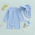 thumbnail image 5 of Boys One Piece Swimsuits Size 0-3M Striped Long Sleeve Romper with Sun Hat Zipper Rash Guard Swimwear Toddler Kids Sunsuit, 5 of 7