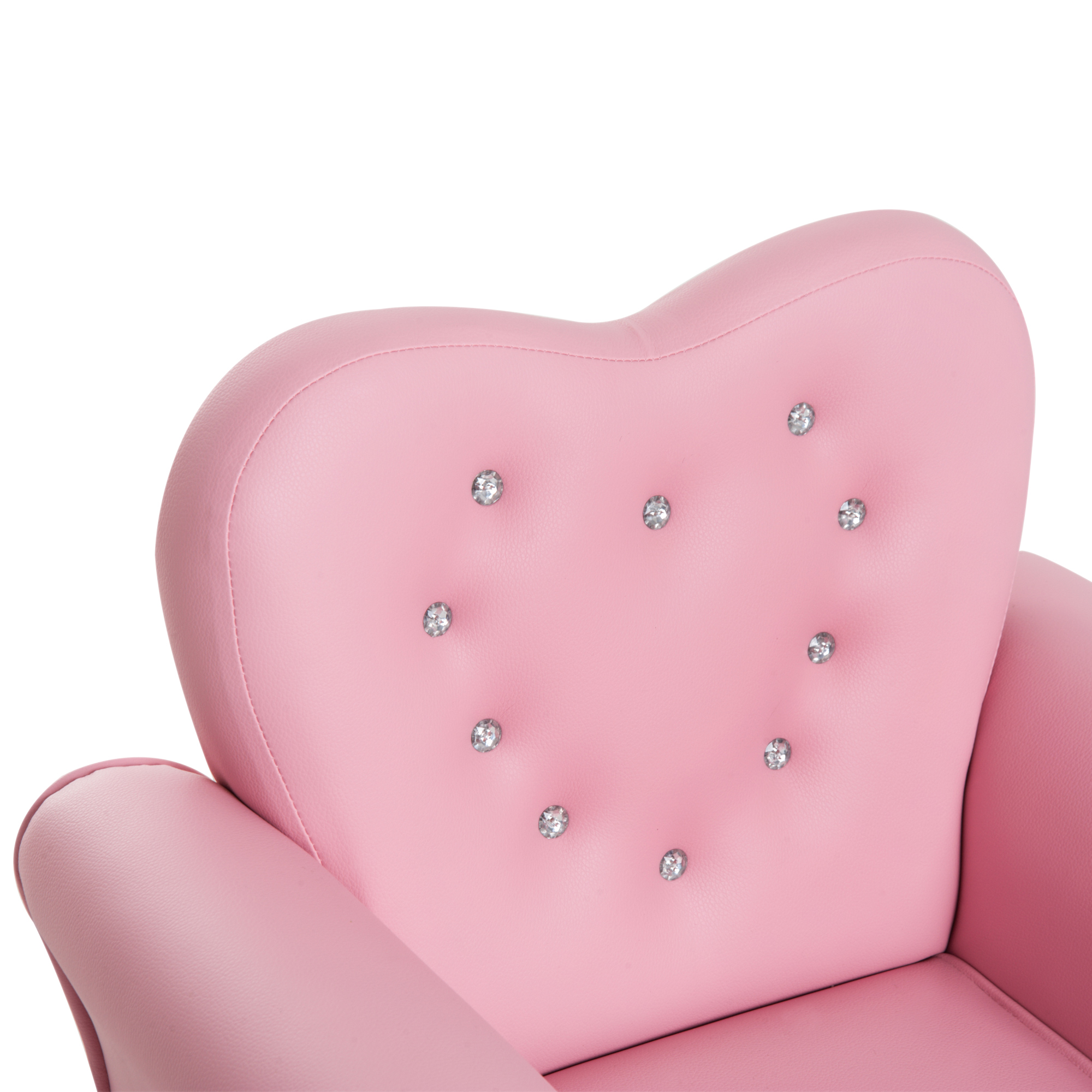 Qaba Kids Sofa Toddler Tufted Upholstered Sofa Chair Princess Couch Furniture with Diamond Decoration for Preschool Child, Pink - image 9 of 9