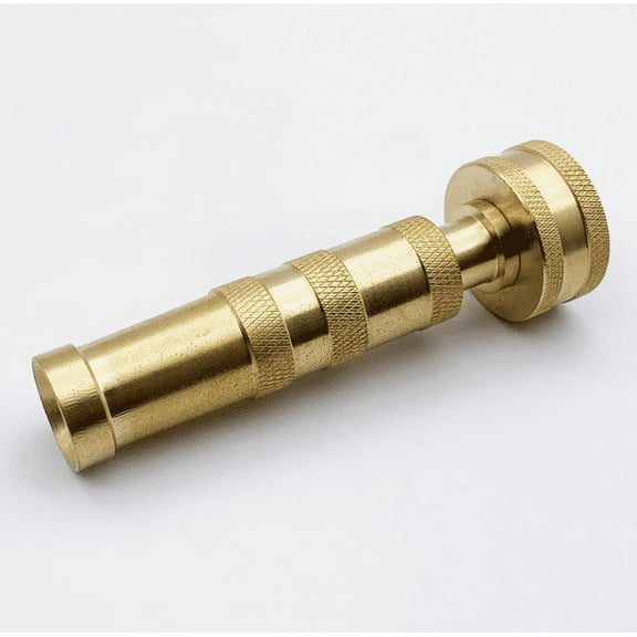 Solid Brass Metal Twist Garden Hose Nozzle, Heavy Duty Adjustable Pressure Spray Attachment, High Power Water Sprayer with 4 Holes and 3/4" Standard Threads