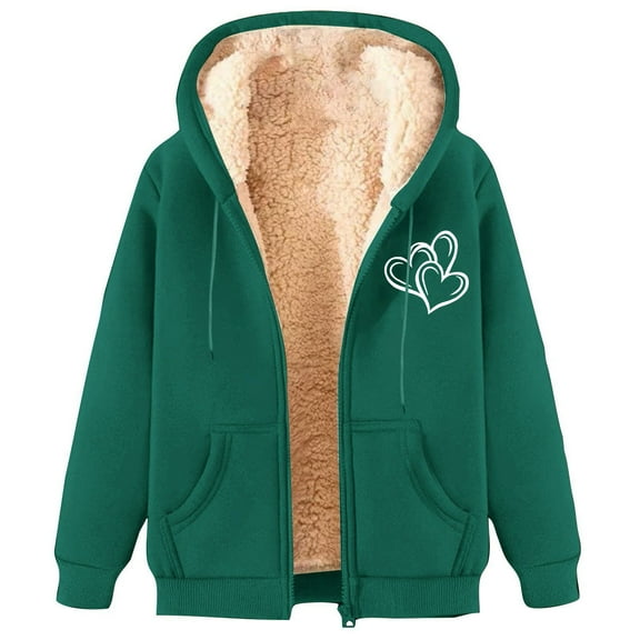Bcresic Hoodie Coat,Women's Sherpa Lined Hooded Coat Winter Warm Fleece Jackets Full Zip Drawstring Thick Fuzzy Hoodies with Pockets Thermal Sweatshirts for Teen,Ladies(Army Green,XXL)