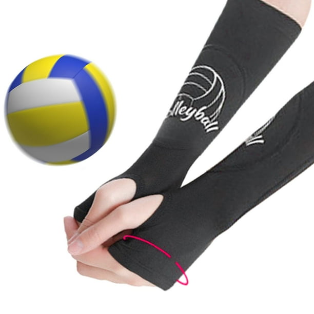 Mangas de brazo de voleibol compresión antebrazo muñequera equipo de voleibol para mujeres Negro