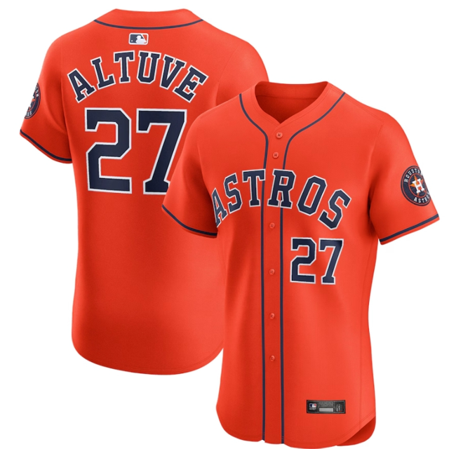 Camiseta clásica de béisbol José Altuve, edición élite, naranja, de los Houston Astros, con número de estrella bordado.-M