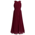 thumbnail image 6 of Raenseen Girls Chiffon Sleeveless Pageant Prom Party Wedding Bridesmaid Flower Girl Dress Burgundy 12, 6 of 8