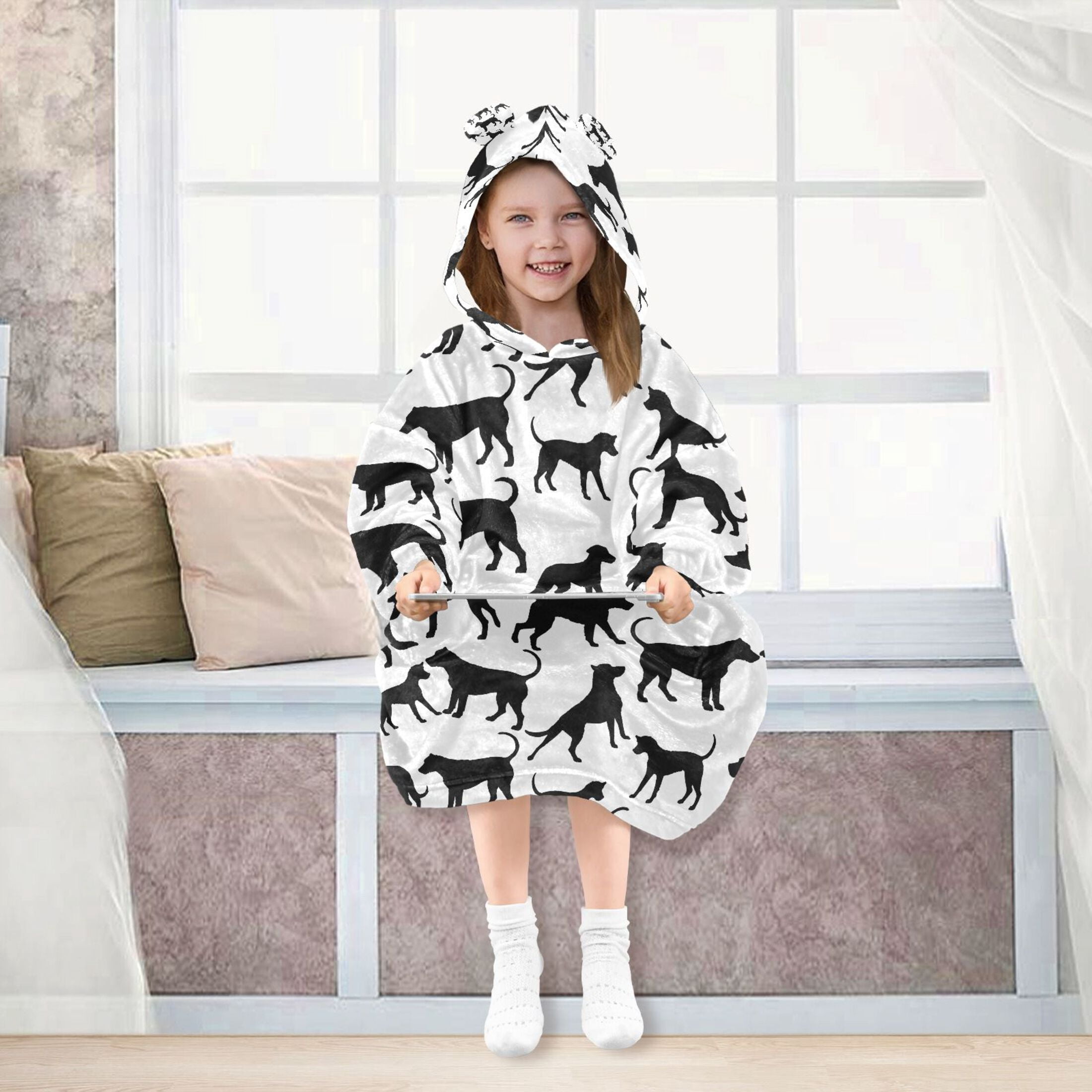 joogoo Blanket Hoodie for Silhouette Dogs Oversize Sweatshirt 3-14 YR L