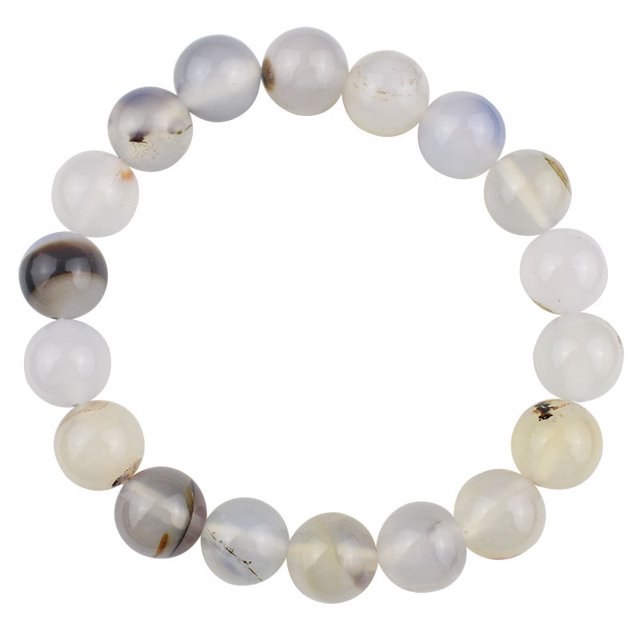 Pulsera de ágata con flores blancas de 6 mm para mujer