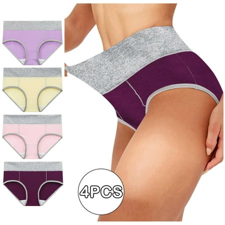 Nfurl Womens Cotton Panty Underwear Pack of 4 Seamless Briefs Available in Plus Size Panties Comfortable High Waisted Underpants