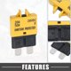 thumbnail image 3 of Ofertas Únicas 5 Pcs Fusible de Estilo de Cuchilla de Interruptor Automático 20A 28V Manual Resettable para Automóvil Marino Metal Amarillo, 3 of 6