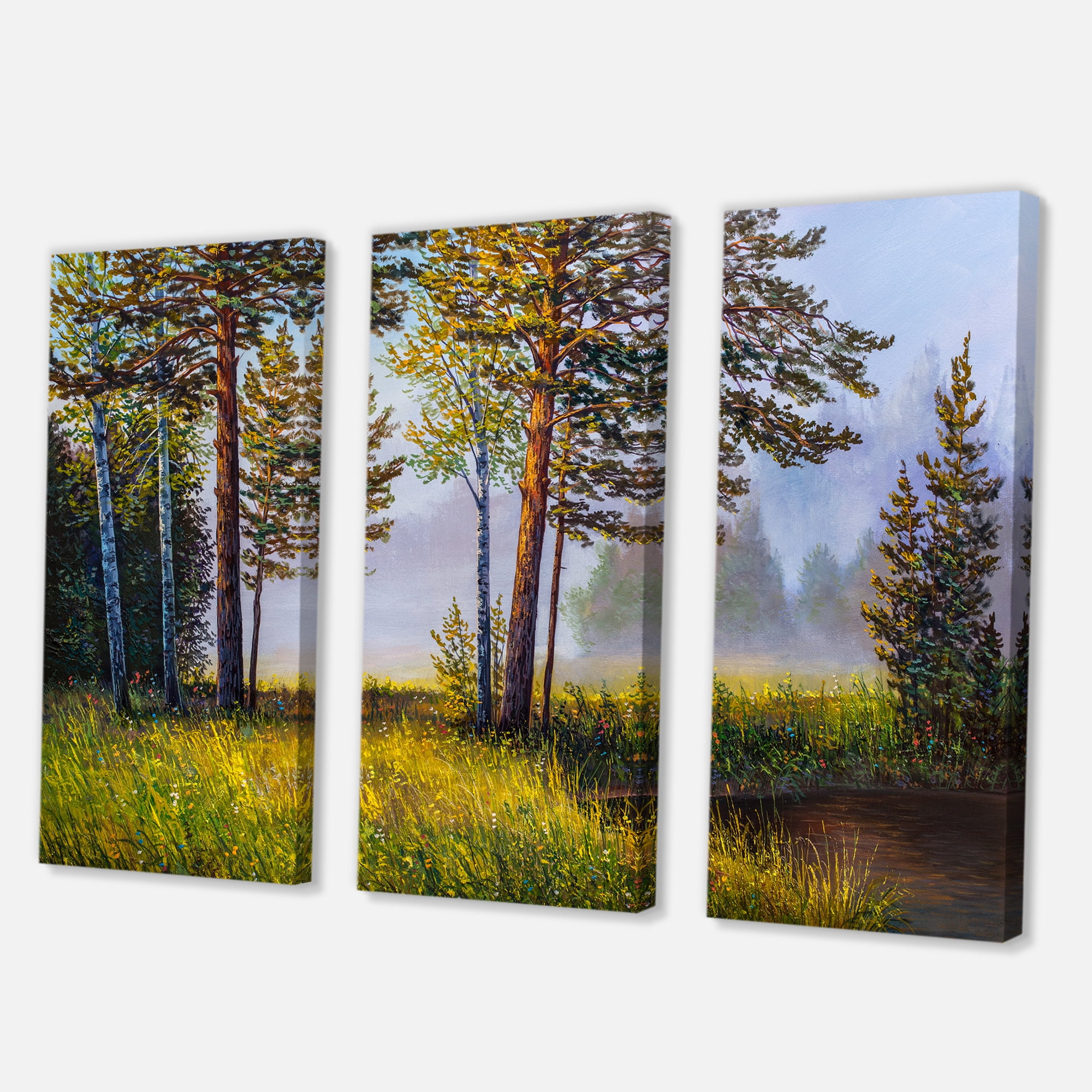 Designart ' Subtle Sunset Light Through The Trees III ' Lake House Canvas Wall Art Print