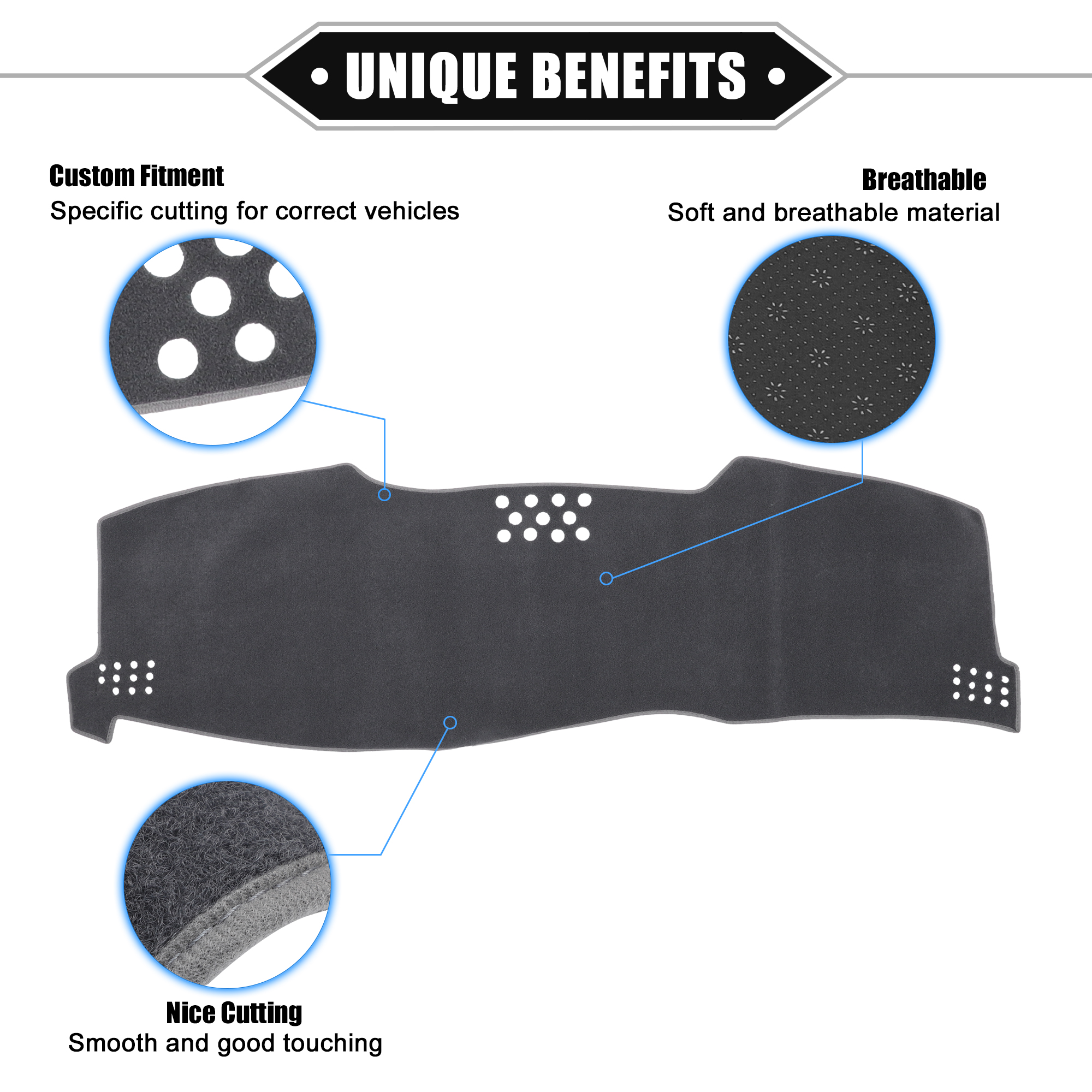 Unique Bargains Car Dashboard Cover Mat for Toyota Avalon 2005-2010 Gray