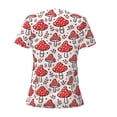 thumbnail image 5 of Wukai Amanita Red Mushroom Casual V-Neck Graphic Tees for Women: Lightweight and Breathable Summer Tops with Stylish Design-Large, 5 of 8
