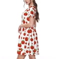 thumbnail image 2 of Easygdp Hand Drawn Tomatoes para Vestido Transpirable de Mujer, Vestido Suelto de Manga Corta con Pliegues y Bolsillos para el Verano, 2 of 6