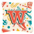 thumbnail image 1 of Carolines Treasures CJ2001-WPW1414 Letter W Retro Teal Orange Musical Instruments Initial Canvas Fabric Decorative Pillow, 1 of 1