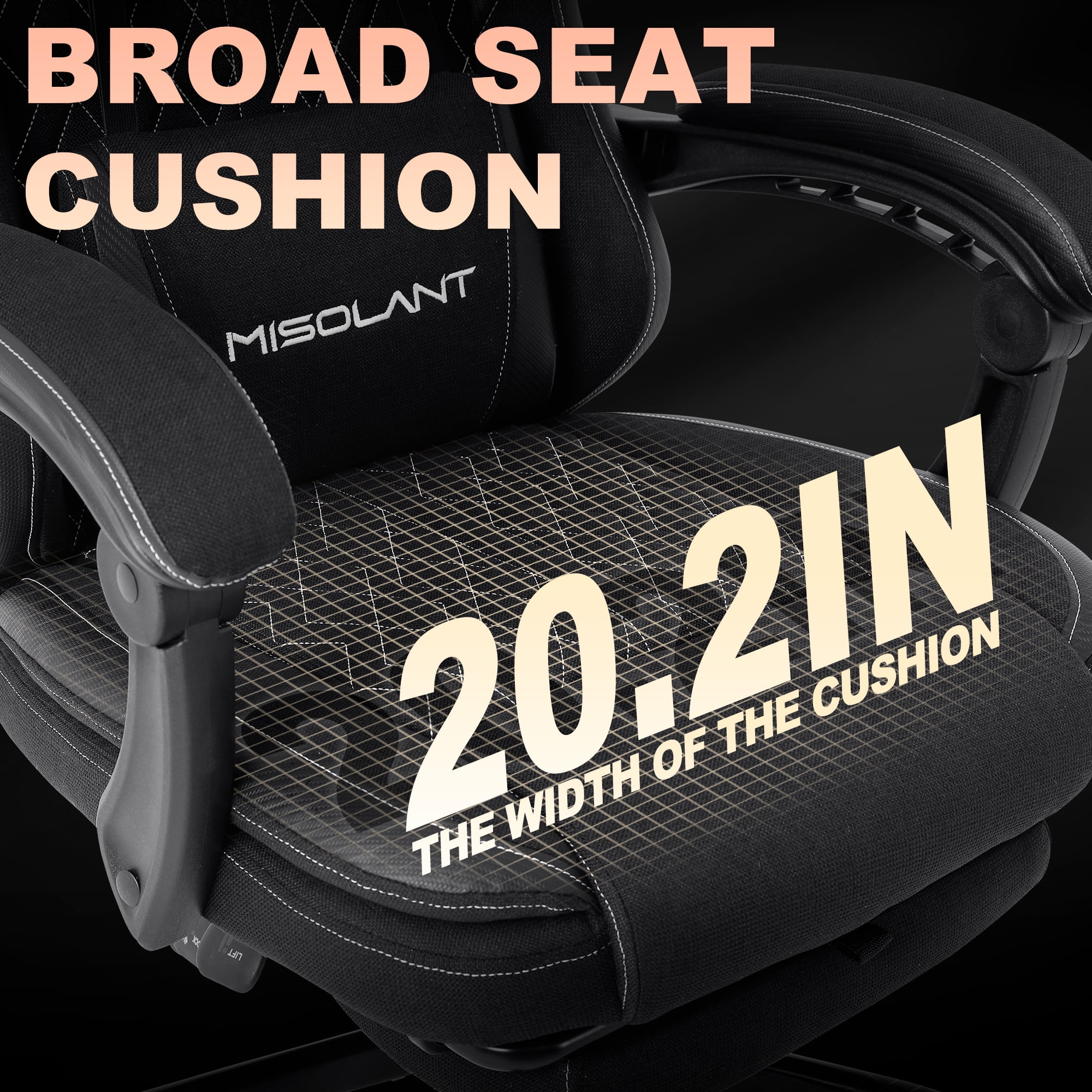 Misolant Gamer Chair with Footrest, Adjustable Headrest and Massage Lumbar Support, Black