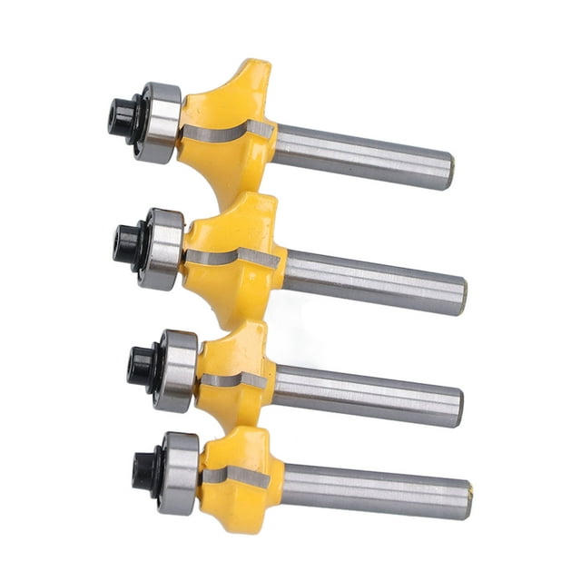 4-Piece Woodworking Router Bit Set with 1/4" Shank for Smooth Edge Trimming - Ideal for DIY Projects on Plywood, Hardwood & Softwood (Includes Storage Boxes)