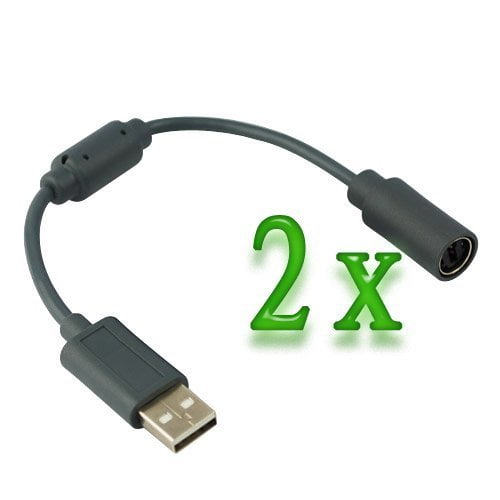SJ@JX 2pcs Wired Controller USB Breakaway Cable Cord for Microsoft Xbox 360 10 Inch Dark Grey 