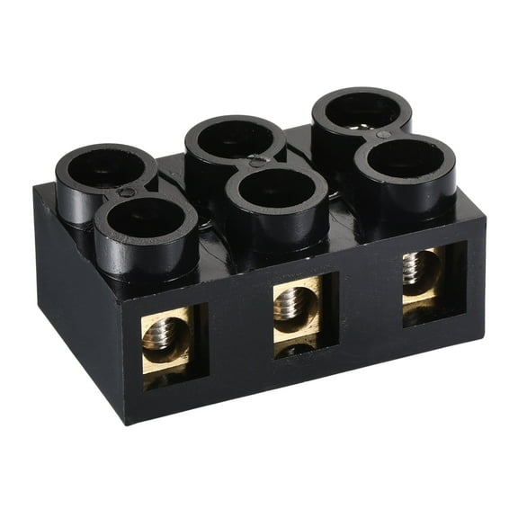 Uxcell Terminal Block 500V 60A Dual Row 3 Positions Screw Electric Barrier Strip