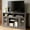 58" Black + Dark Walnut(no fireplace), variant on HIUU 58"W Modern Entertainment Center with 23" Fireplace Inset,Wooden Free Standing TV Stand with 2 Glass Doors Storage Cabinet,Floor Mount TV Stand for Living Room(Dark Walnut)